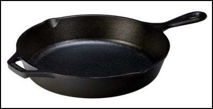 Stock photo of a cast iron skillet.