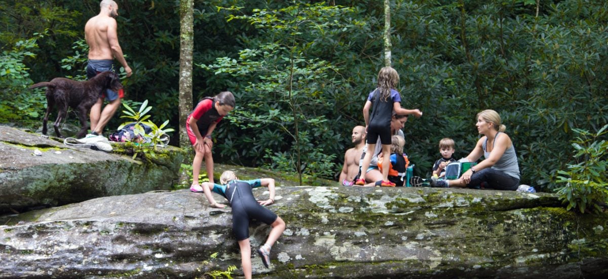 North Carolina Mountain Vacation - thecafesucrefarine.com Three families enjoying a North Carolina mountain stream.
