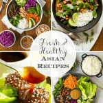 Vertical 4-photo collage of Café Asian recipe examples.