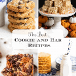 Vertical 4-photo collage of a collection of cookies and bars.