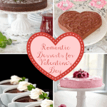 Vertical 4-photo collage of Romantic Desserts for Valentine's Day